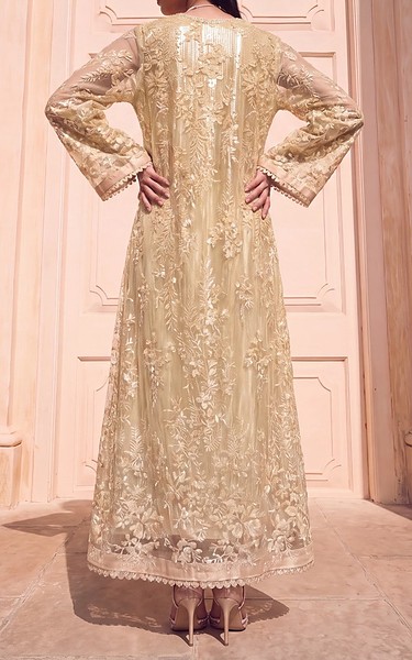Threads and Motifs Golden Chiffon Suit | Pakistani Embroidered Chiffon Dresses USA- Image 3