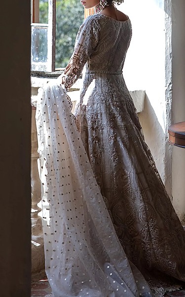 Threads and Motifs Off-white Organza Suit | Pakistani Embroidered Chiffon Dresses USA- Image 3