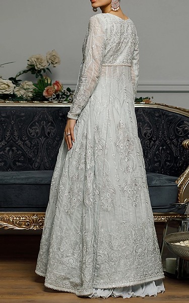 Threads and Motifs Slate Grey Chiffon Suit | Pakistani Embroidered Chiffon Dresses USA- Image 2