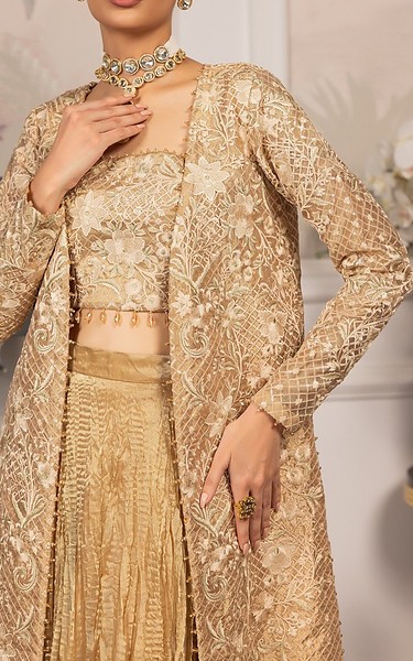 Threads and Motifs Golden Masuri Suit | Pakistani Embroidered Chiffon Dresses USA- Image 1