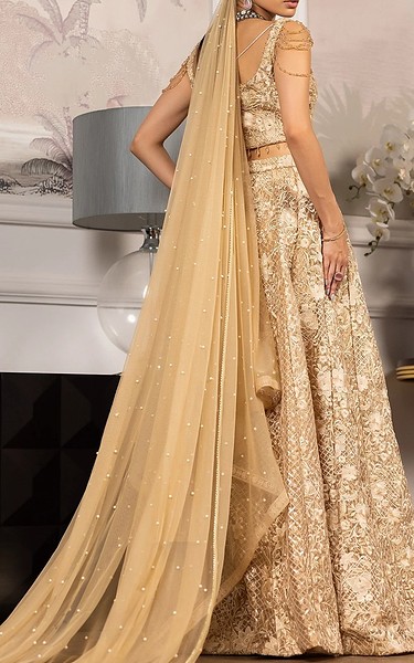Threads and Motifs Golden Net Suit | Pakistani Embroidered Chiffon Dresses USA- Image 3