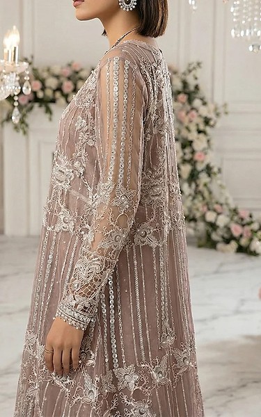 Threads and Motifs Mauve Net Suit | Pakistani Embroidered Chiffon Dresses USA- Image 2