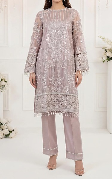 Threads and Motifs Lilac Silk Suit | Pakistani Embroidered Chiffon Dresses USA- Image 1