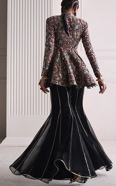 Threads and Motifs Black Chiffon Suit | Pakistani Embroidered Chiffon Dresses USA- Image 2