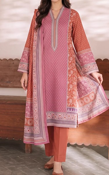 VS Textile Pink/Coral Cambric Suit | Pakistani Lawn Dress in USA- Image 1