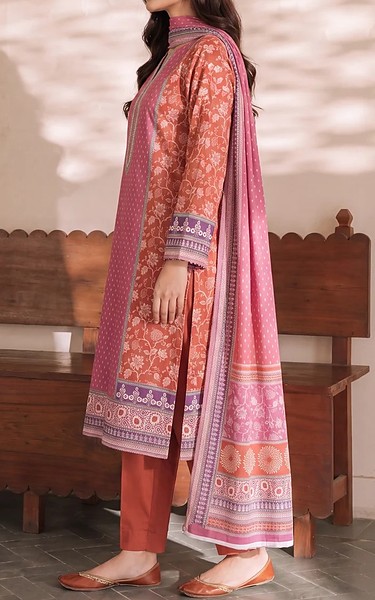 VS Textile Pink/Coral Cambric Suit | Pakistani Lawn Dress in USA- Image 2