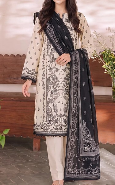 VS Textile Off White/Black Cambric Suit | Pakistani Lawn Dress in USA- Image 1