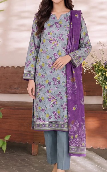 VS Textile Summer Green/Purple Cambric Suit | Pakistani Lawn Dress in USA- Image 1
