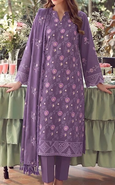 VS Textile Dusty Purple Karandi Suit | Pakistani Winter Dresses in USA- Image 1
