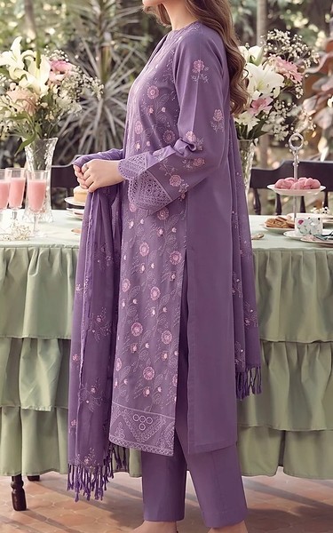 VS Textile Dusty Purple Karandi Suit | Pakistani Winter Dresses in USA- Image 2