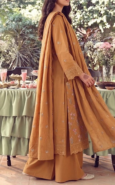 VS Textile Persian Orange Karandi Suit | Pakistani Winter Dresses in USA- Image 2