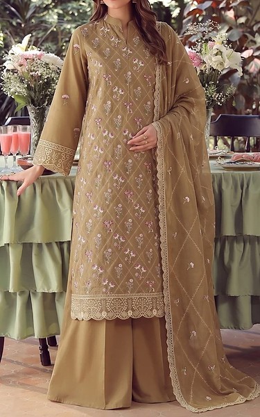 VS Textile Tan Karandi Suit | Pakistani Winter Dresses in USA- Image 1