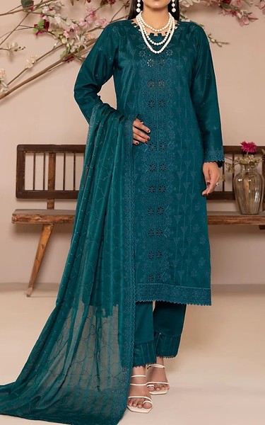 VS Textile Teal Lawn Suit | Pakistani Lawn Dress in USA- Image 1