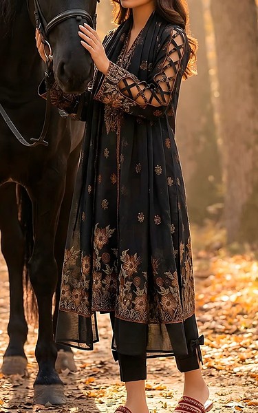 VS Textile Black Jacquard Suit | Pakistani Lawn Dress in USA- Image 2