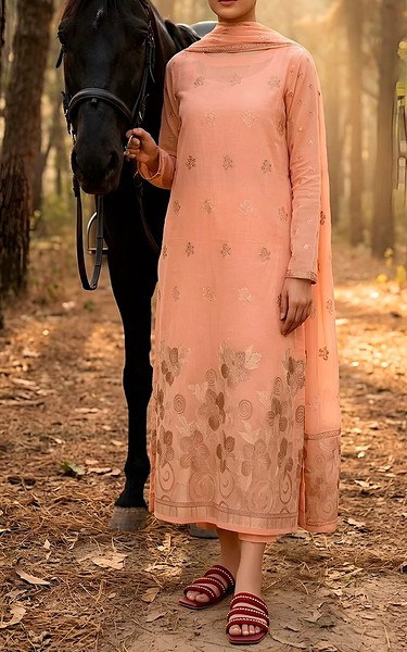 VS Textile Pink Jacquard Suit | Pakistani Lawn Dress in USA- Image 1