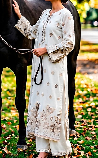 VS Textile White Jacquard Suit | Pakistani Lawn Dress in USA- Image 1