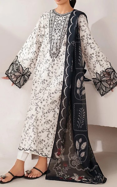 Xenia White/Black Lawn Suit | Pakistani Lawn Dress in USA- Image 1