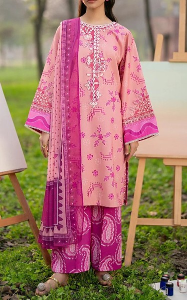 Xenia Pink Rose Lawn Suit | Pakistani Lawn Dress in USA- Image 1