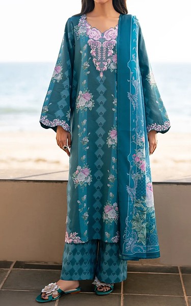 Xenia Teal Blue Lawn Suit | Pakistani Lawn Dress in USA- Image 2