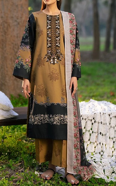 Xenia Camel Lawn Suit | Pakistani Lawn Dress in USA- Image 1