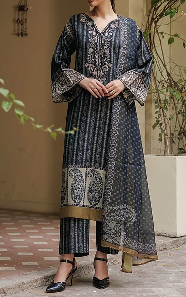 Xenia Black/Off White Viscose Suit | Pakistani Winter Dresses in USA- Image 1