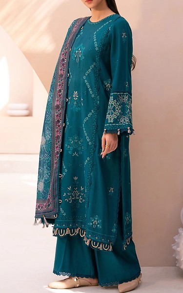 Xenia Teal Khaddar Suit | Pakistani Winter Dresses in USA- Image 2