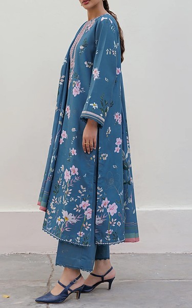 Xenia Denim Blue Viscose Suit | Pakistani Winter Dresses in USA- Image 2