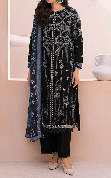 Xenia Black Khaddar Suit | Pakistani Winter Dresses in USA- Image 1