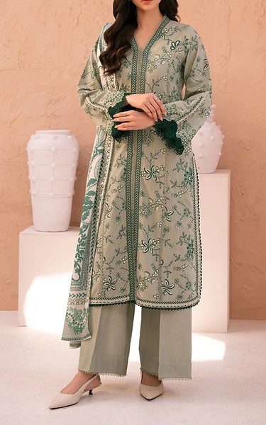 Xenia Grey Khaddar Suit | Pakistani Winter Dresses in USA- Image 1
