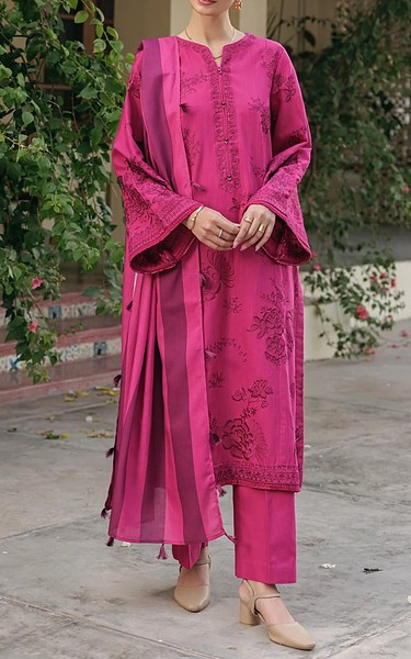 Xenia Cerise Pink Khaddar Suit | Pakistani Winter Dresses in USA- Image 1