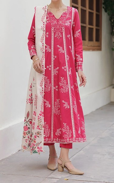 Xenia Cerise Pink Khaddar Suit | Pakistani Winter Dresses in USA- Image 1