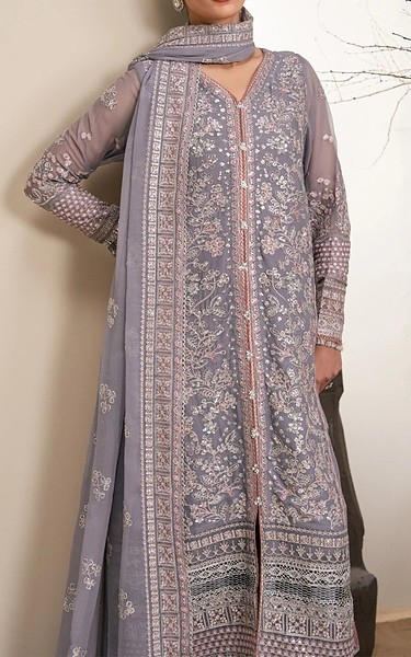Xenia Warm Grey Chiffon Suit | Pakistani Embroidered Chiffon Dresses USA- Image 3
