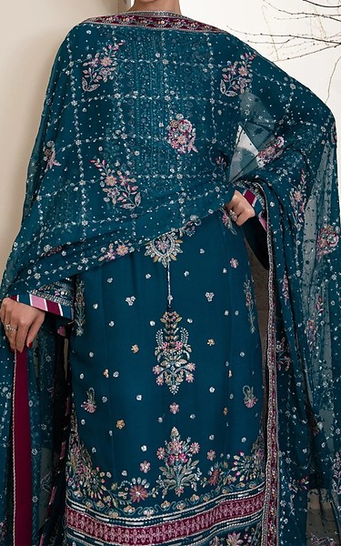 Xenia Teal Blue Chiffon Suit | Pakistani Embroidered Chiffon Dresses USA- Image 2