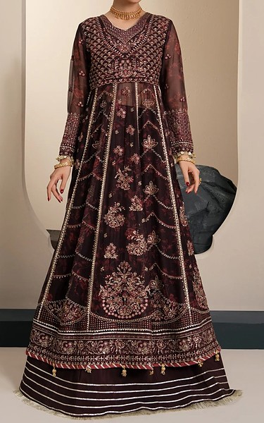 Xenia Seal Brown Chiffon Suit | Pakistani Embroidered Chiffon Dresses USA- Image 2