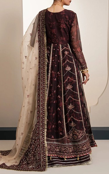 Xenia Seal Brown Chiffon Suit | Pakistani Embroidered Chiffon Dresses USA- Image 3