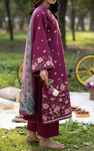 Xenia Dark Raspberry Lawn Suit | Pakistani Lawn Dress in USA- Image 2