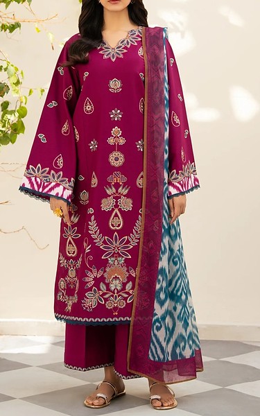 Xenia Dark Fuchsia Lawn Suit | Pakistani Lawn Dress in USA- Image 1