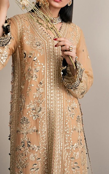 Xenia Fawn Chiffon Suit | Pakistani Embroidered Chiffon Dresses USA- Image 1