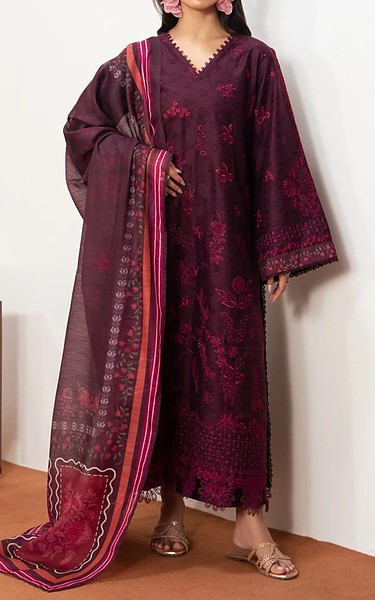 Xenia Wine Berry Lawn Suit | Pakistani Lawn Dress in USA- Image 1
