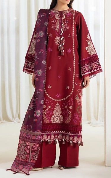 Xenia Vivid Burgundy Lawn Suit | Pakistani Lawn Dress in USA- Image 1
