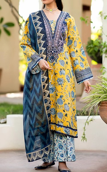 Xenia Golden Yellow Viscose Suit | Pakistani Winter Dresses in USA- Image 1