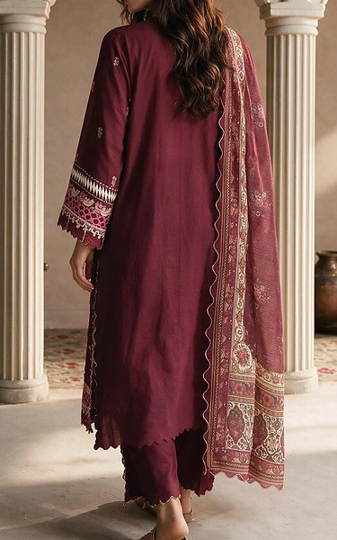 Zellbury Wine Lawn Suit | Pakistani Lawn Dress in USA- Image 2