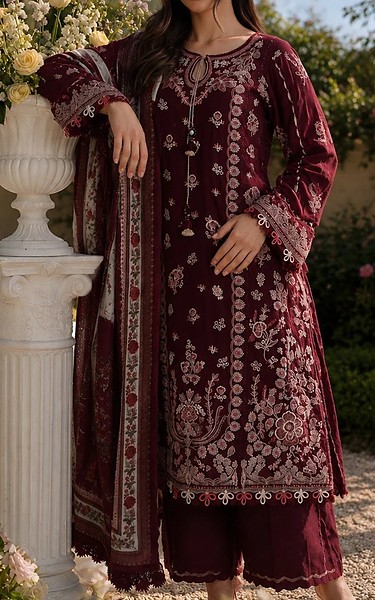 Zellbury Wine Berry Cotton Suit | Pakistani Lawn Dress in USA- Image 2