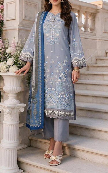 Zellbury Santa Grey Cotton Suit | Pakistani Lawn Dress in USA- Image 1