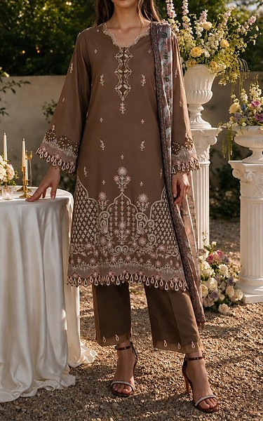 Zellbury Brown Cotton Suit | Pakistani Lawn Dress in USA- Image 1