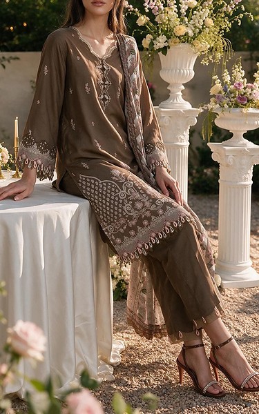 Zellbury Brown Cotton Suit | Pakistani Lawn Dress in USA- Image 2