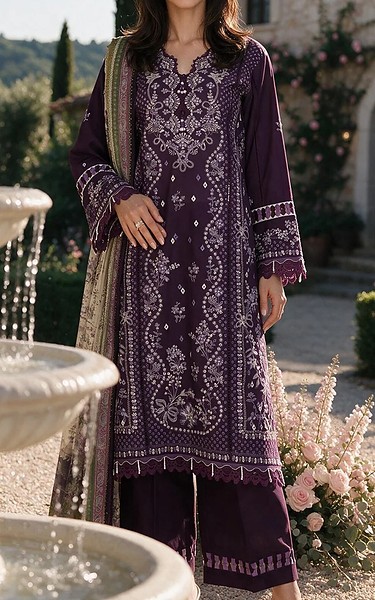 Zellbury Purple Taupe Cotton Suit | Pakistani Lawn Dress in USA- Image 2