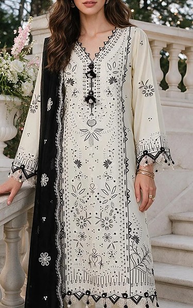 Zellbury Off White Cotton Suit | Pakistani Lawn Dress in USA- Image 1