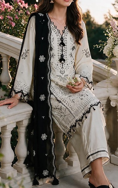 Zellbury Off White Cotton Suit | Pakistani Lawn Dress in USA- Image 2