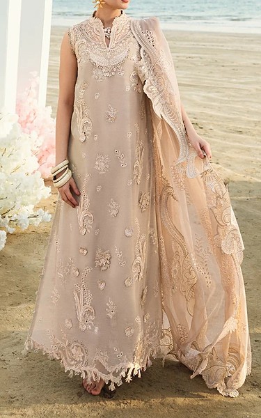 Zenia Beige Jacquard Suit | Pakistani Winter Dresses in USA- Image 1